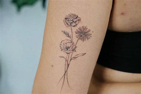 august and may birth flower tattoo